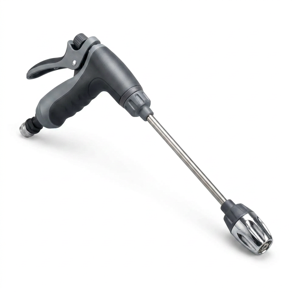 Jetterix nozzle attached to a garden hose